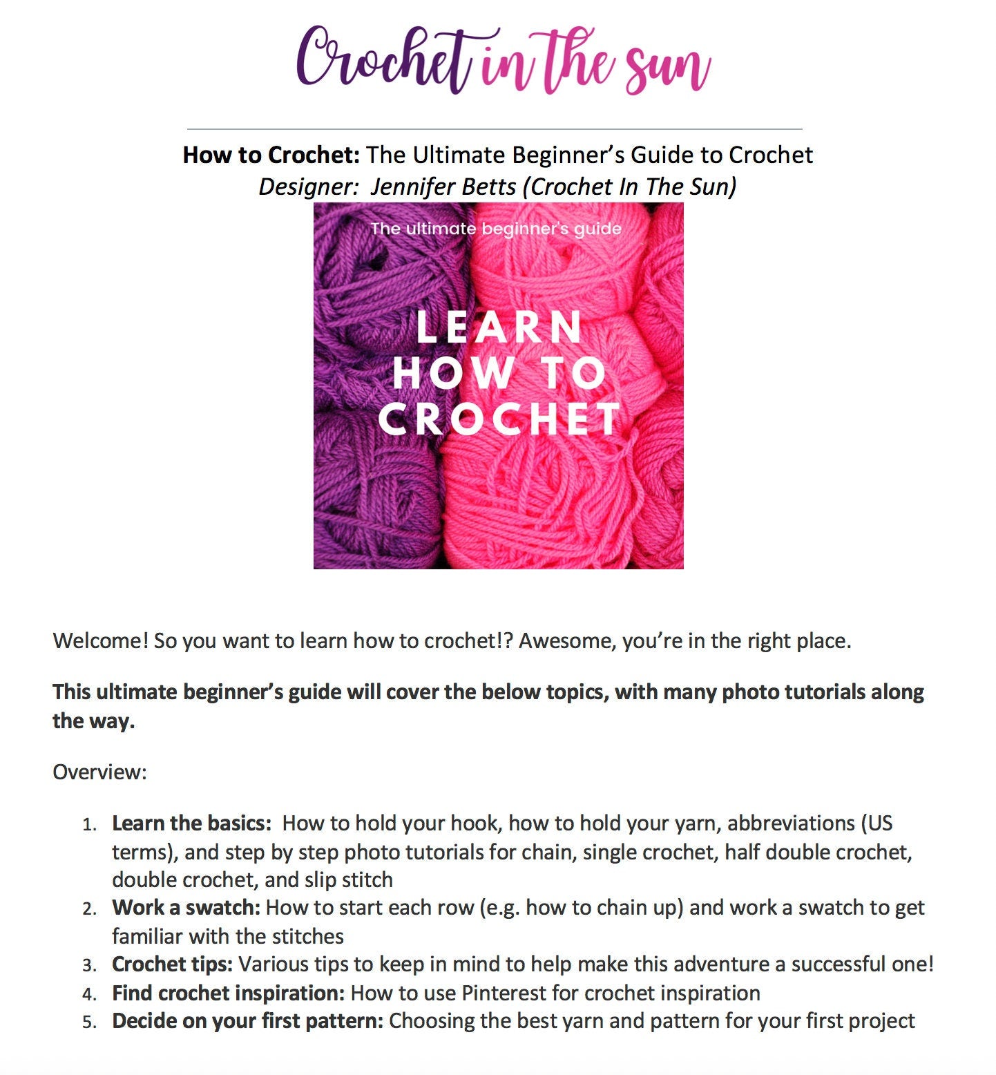 How to Crochet - Beginner's Crochet Guide – Photo Tutorial (PDF Download)