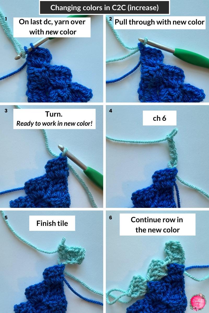 Striped C2C Crochet Blanket Pattern, Beginner Friendly (PDF Download)