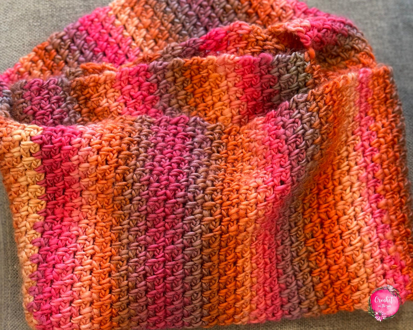 Moss Stitch Crochet Scarf Pattern, Uluru Sunset (PDF Download)