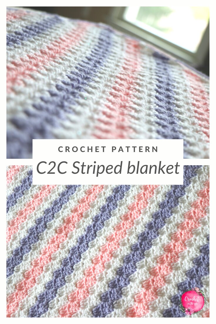 C2C Striped Blanket Crochet Pattern, Beginner Friendly (PDF Download)