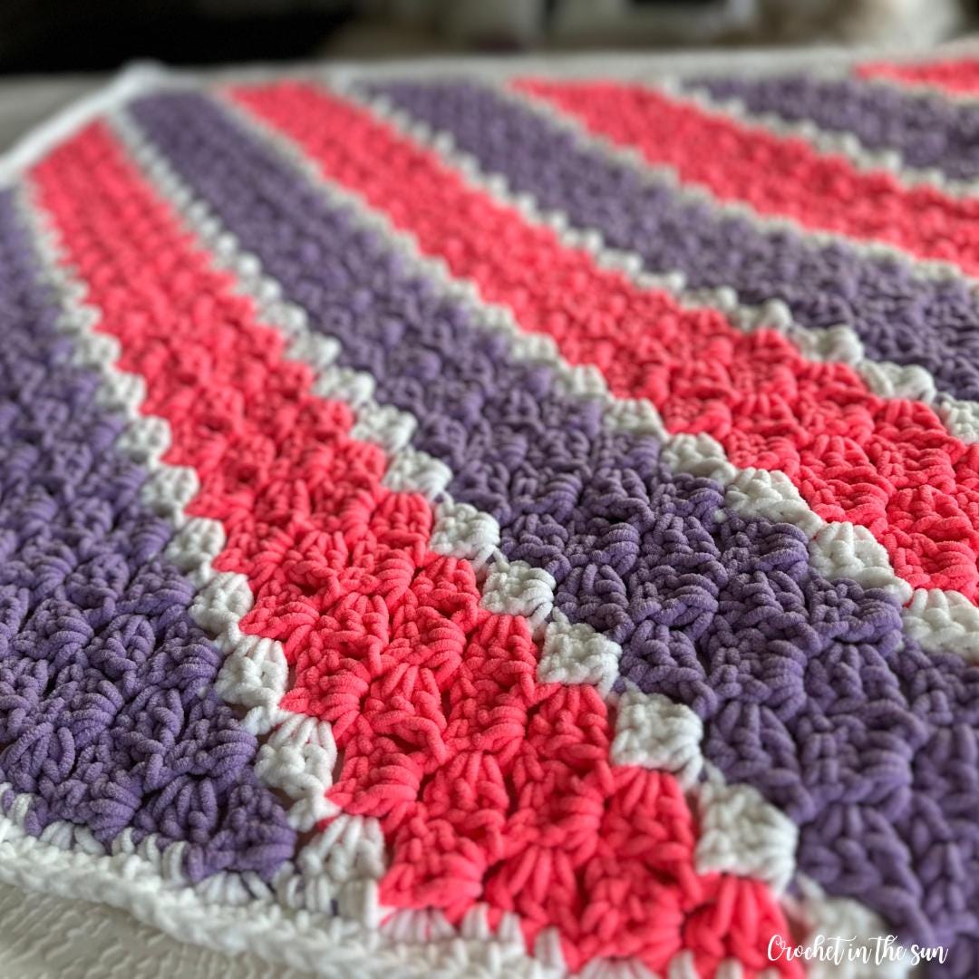 Striped C2C Crochet Blanket Pattern, Beginner Friendly (PDF Download)