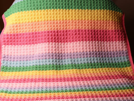 Crochet Rainbow Blanket Pattern, Easy Beginner Guide (PDF Download)