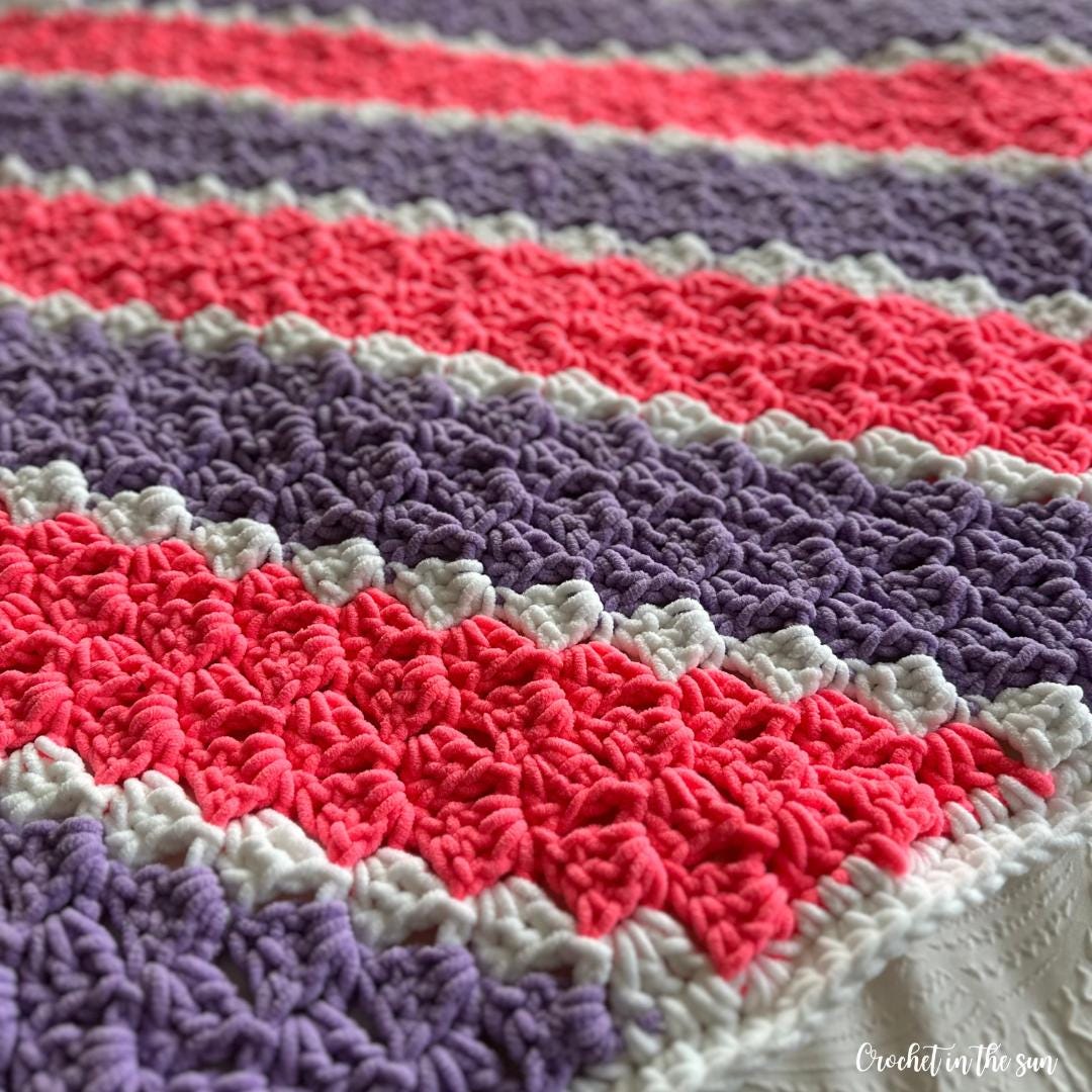Striped C2C Crochet Blanket Pattern, Beginner Friendly (PDF Download)