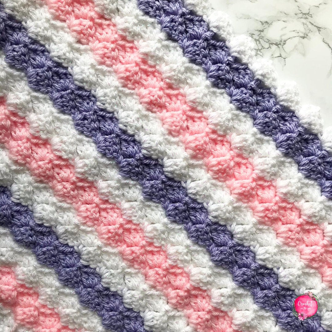 C2C Striped Blanket Crochet Pattern, Beginner Friendly (PDF Download)
