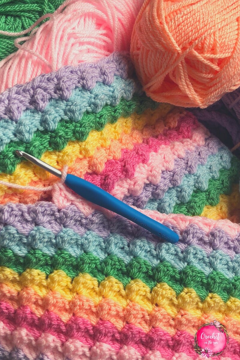 Crochet Rainbow Blanket Pattern, Easy Beginner Guide (PDF Download)