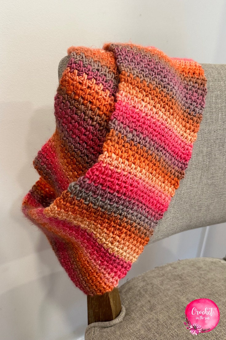 Moss Stitch Crochet Scarf Pattern, Uluru Sunset (PDF Download)