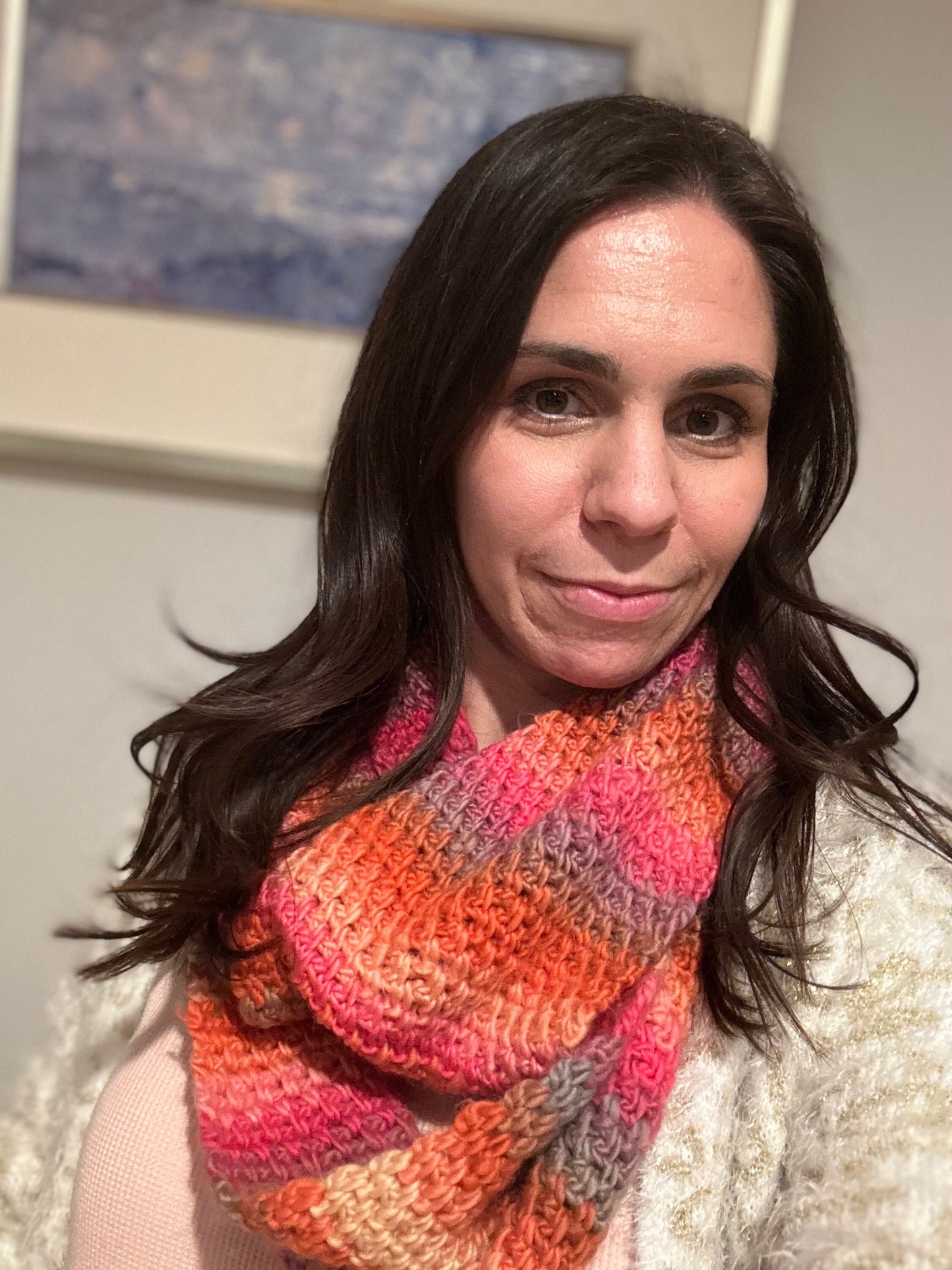 Moss Stitch Crochet Scarf Pattern, Uluru Sunset (PDF Download)