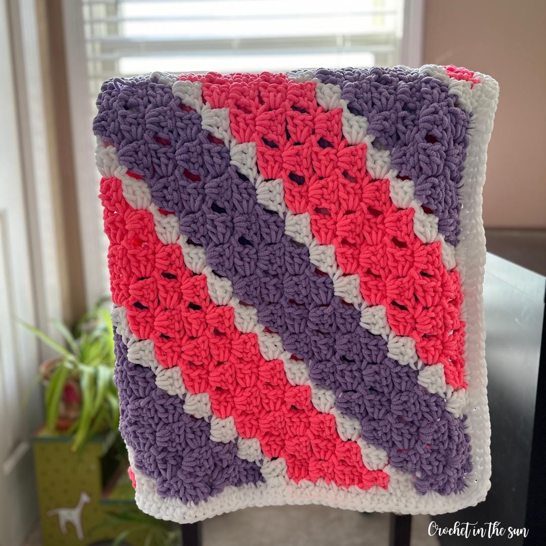 Striped C2C Crochet Blanket Pattern, Beginner Friendly (PDF Download)
