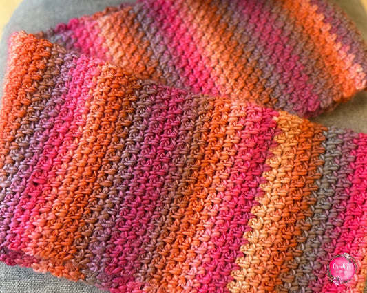 Moss Stitch Crochet Scarf Pattern, Uluru Sunset (PDF Download)