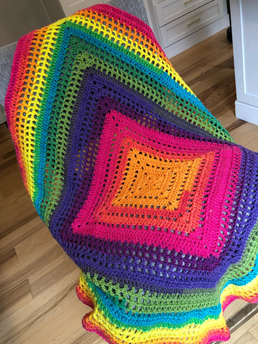 Double Crochet Blanket Pattern, Colorful crochet blanket (PDF Download)
