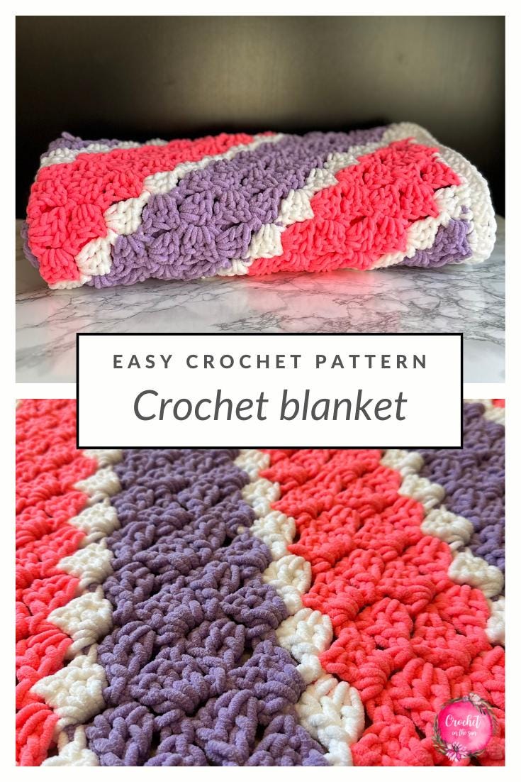 Striped C2C Crochet Blanket Pattern, Beginner Friendly (PDF Download)